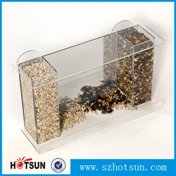 Wholesale Window Bird Feeder House With Sliding Feed Tray And Two
