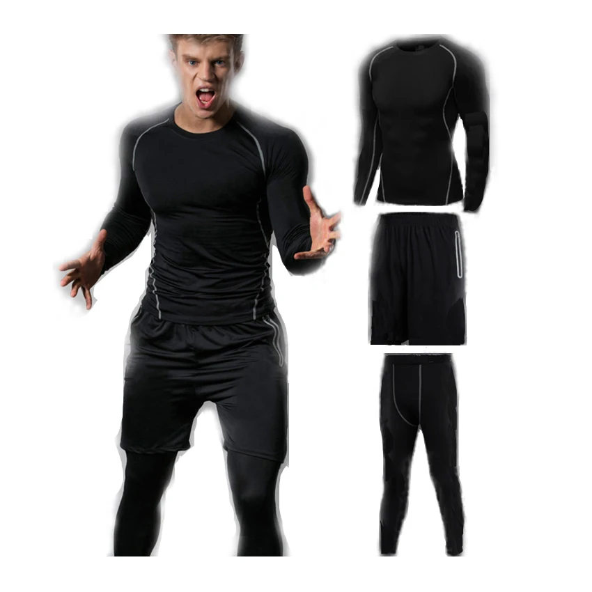 

2018 Wholesale Spring Autumn quick dry three-piece set men gym wear set mens gym clothing, Optional