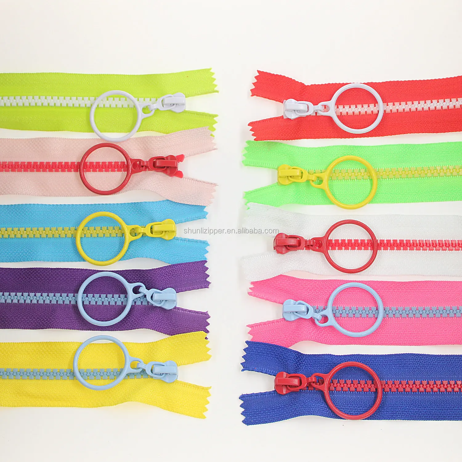 5 Close End Plastic Zippers 10 Colors Fashion Ring Pull Zipper Diy