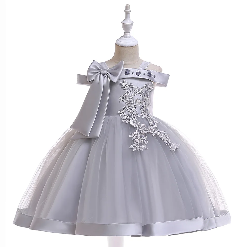 

2019 New design flower girls dress elegant evening dress front short back long girls party dress