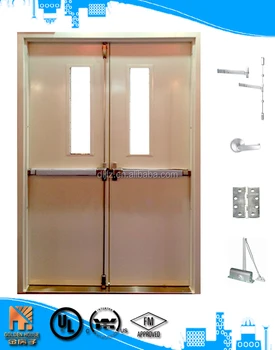 Ul Fm Wh Double Leaf Steel Fire Door With Vision Glass Panel Buy Ul Doors Fire Door Panic Bar Doors Product On Alibaba Com