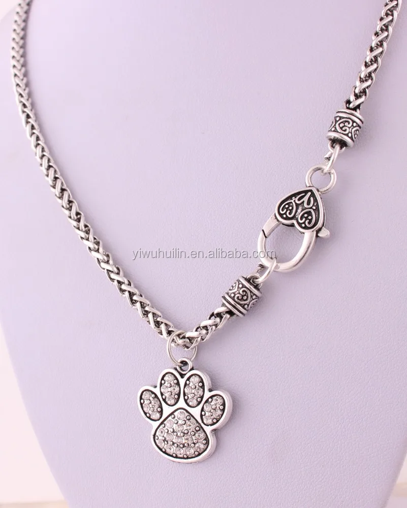 

New charm Cat Dog Paw Print Animal Necklaces Women Pendant Long Chain Necklace