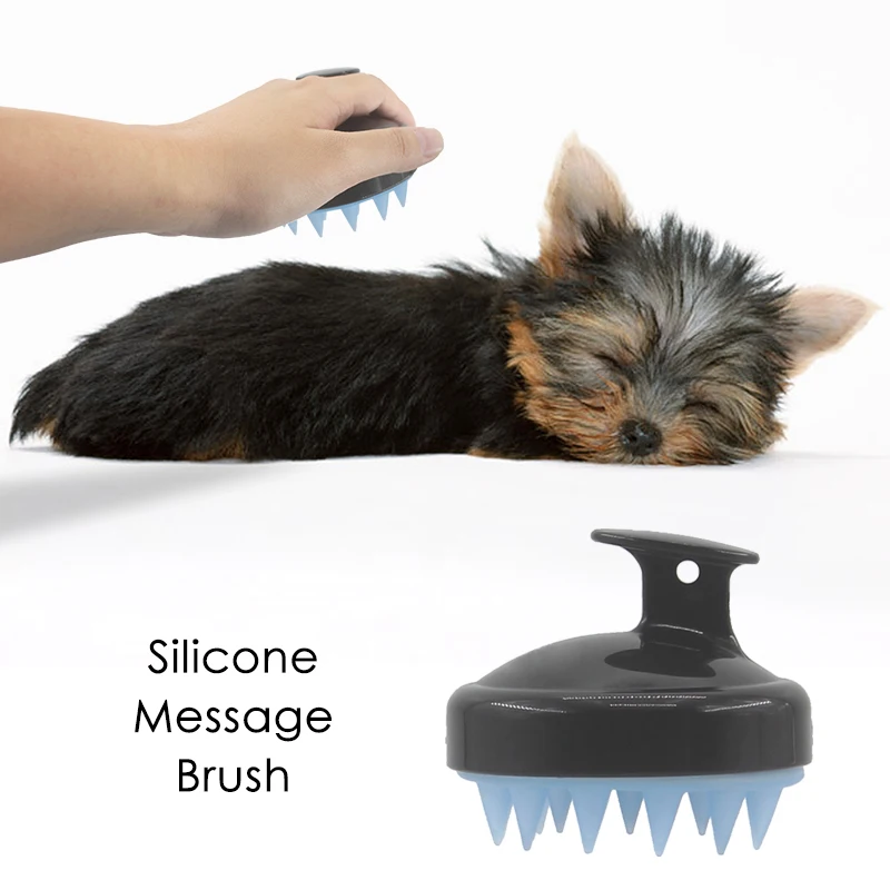 Custom Logo Silicone Dog Bath Brush Best Pet Bathing Tool For Dogs