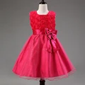 2016 All Seasons Kids Dress for Girls Flower Lace Princess Wedding Birthday Party Costume Girl Floral