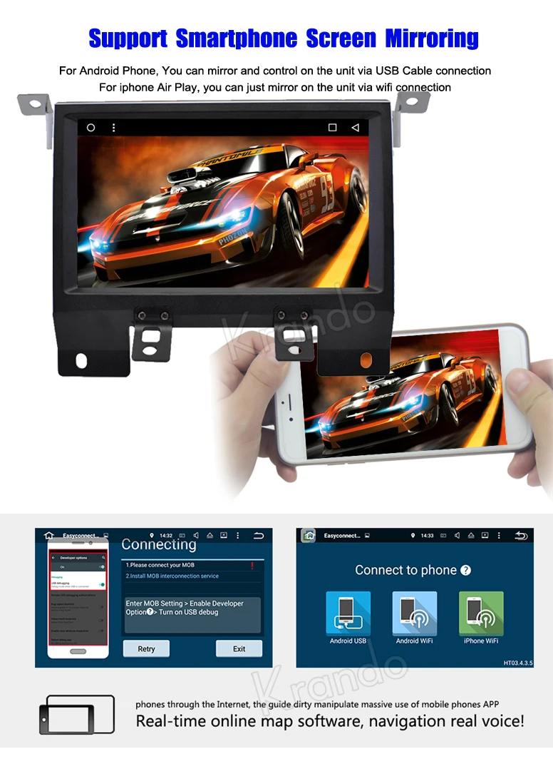 Krando Android 6.0 7" Touch Screen Car Audio Gps Navigation System For