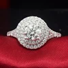Test Positive Pure 18K White Yellow Rose Gold Luxury 2 CT effect Lab Grown Moissanite Diamond Halo Style Engagement Wedding Ring