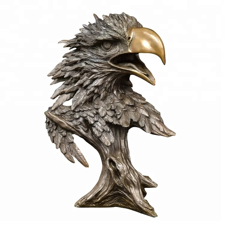 

DW-121 Wildlife Eagle Head Statue Pure Bronze Falcon Hawk Figurine Animal Bust Sculpture for Office Desktop Decor