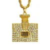European Personalized Hips Hops Gold Plated Pave Crystal Perfume Bottle Pendant Necklace