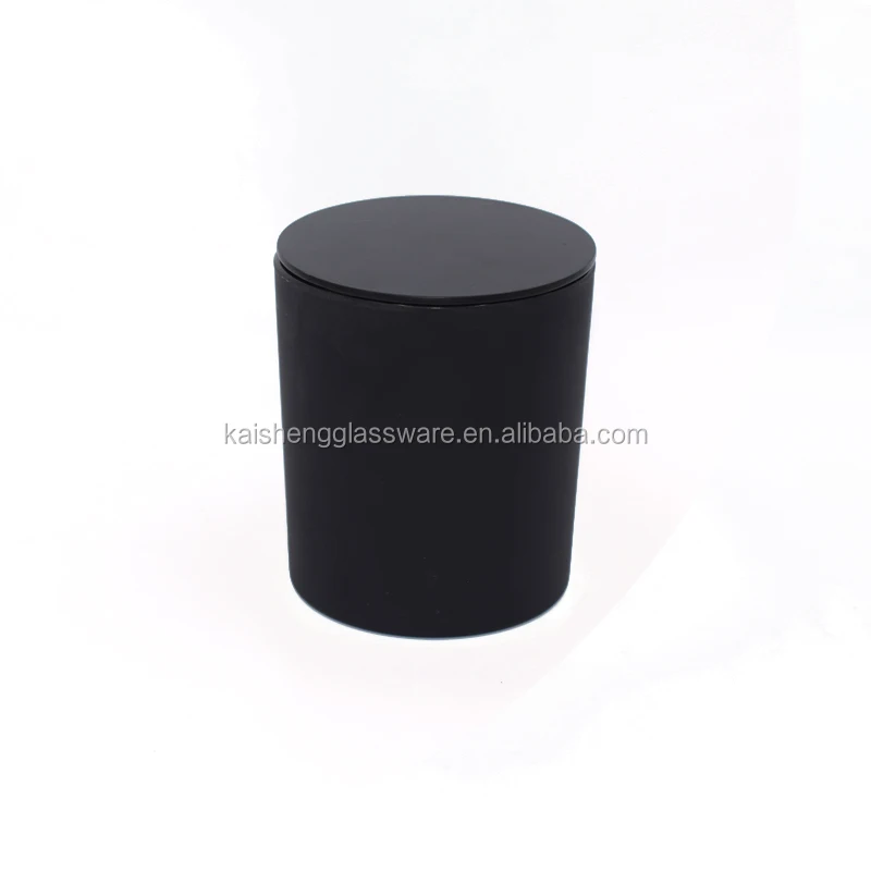 Wholesale decorative 10oz matte black glass candle jar with rose gold lid