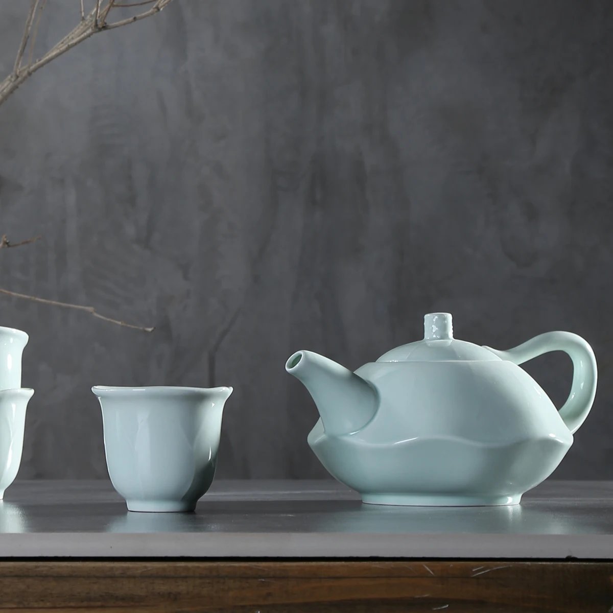 

Factory direct wholesale ceramic lotus leaf tea cup sets,porcelain one cup teapot and tea cup