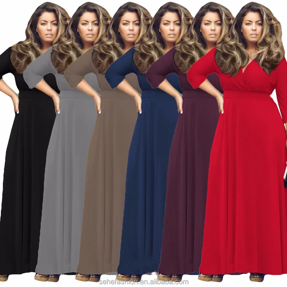 African print plus size 7 colors long sleeves fat women bodycon maxi dress