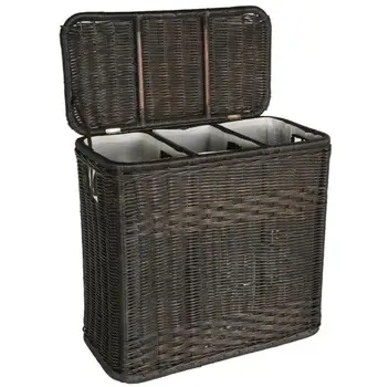 Home Decorative Walnut Brown Wholesale Antique Wicker Laundry Baskets With Three Sections Buy Wicker Laundry Baskets Antique Wicker Laundry