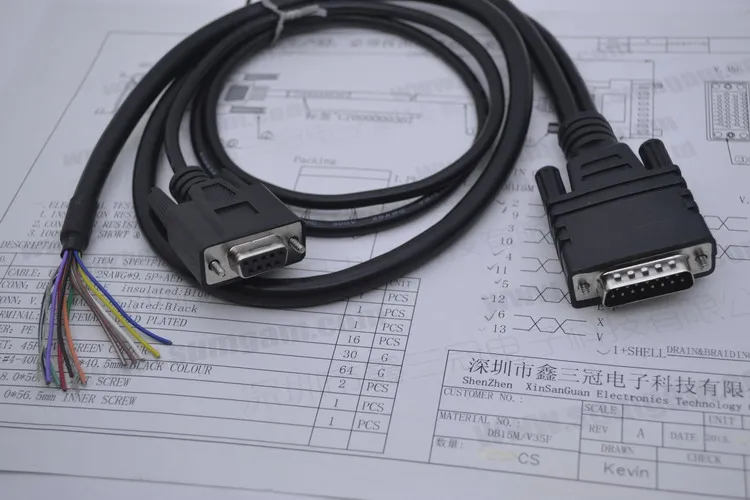 Customized Cable Db9 Female To Db15 Male To Open 8cx22awg For Machine