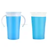 New design rotation magic leakproof 260ml plastic 360 degree miracle water trainer cup with double handle