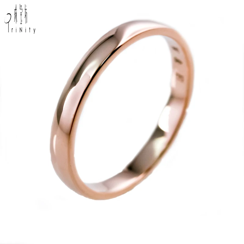 

Simple 18K Rose Gold Finger Ring Without Stone Modern Jewellery Solid Gold Wedding Couple Ring