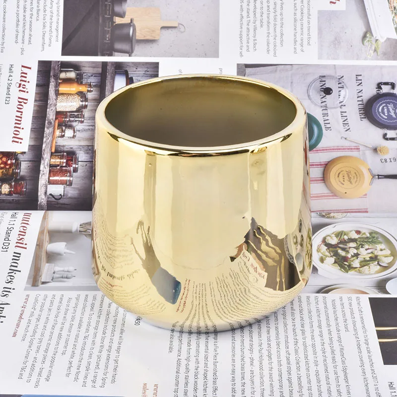 Wholesale Luxury Gold Votive Jar Candle Ceramic Candle Holder Home Decor