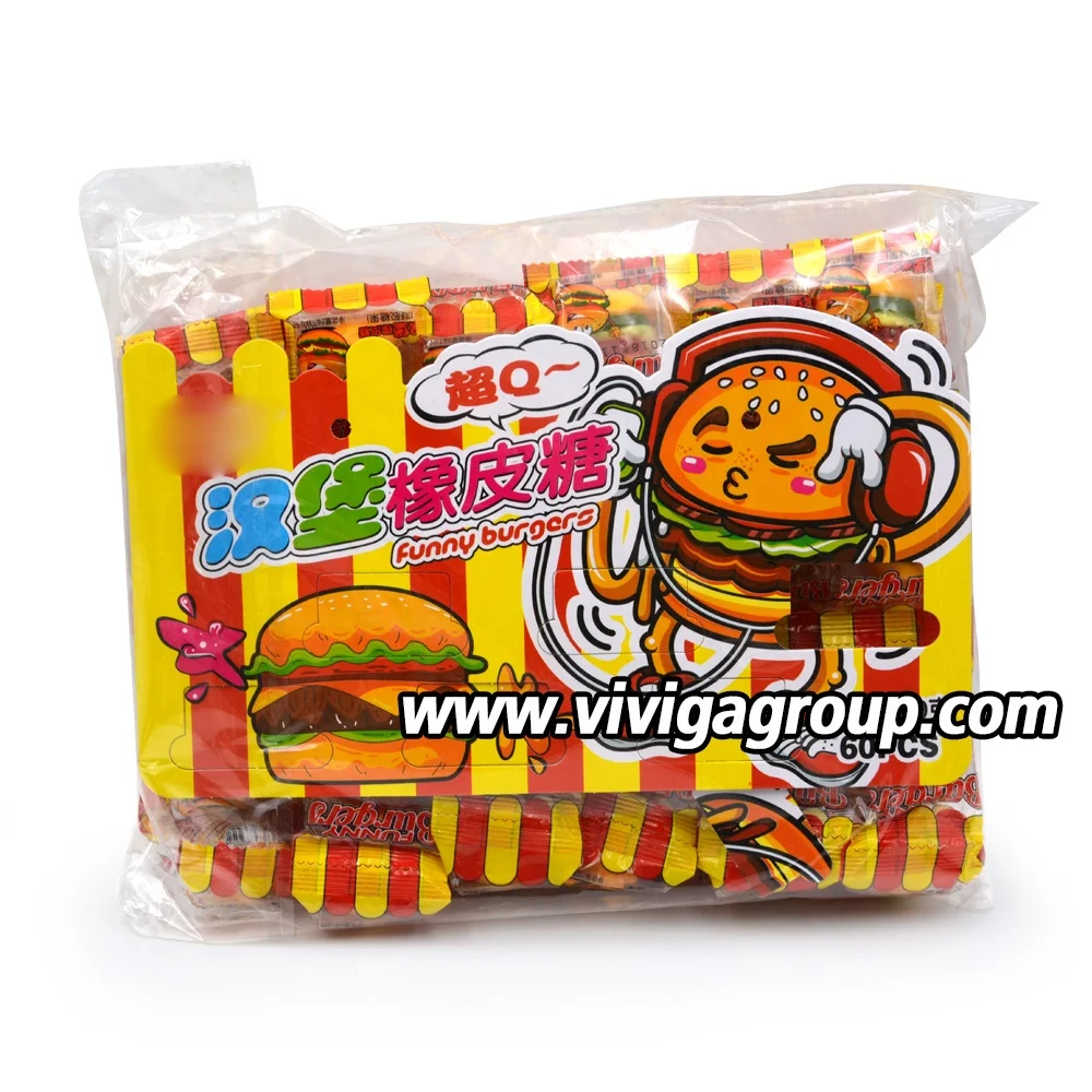 
chewing hamburger shaped gummy candy gelatin candies for wholesale 