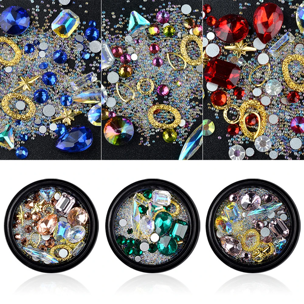 

Transparent Ab Metal Glass Rhinestone Design Nail Art Decoration, Mix