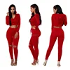 Plain Tracksuit Women Two Piece Set Female Knitting Cotton Hoodies Top And Pants Ladies Long Sleeve Outfit Canada Tracksuit
