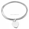 Stainless Steel Ladies Triple Flat Slave Silver Plated Bangles With Heart,Bangle Jewelry