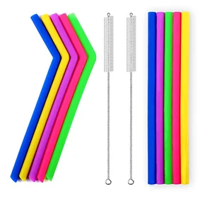Image of ECO friendly food grade colorful reusable silicone straws for drinking