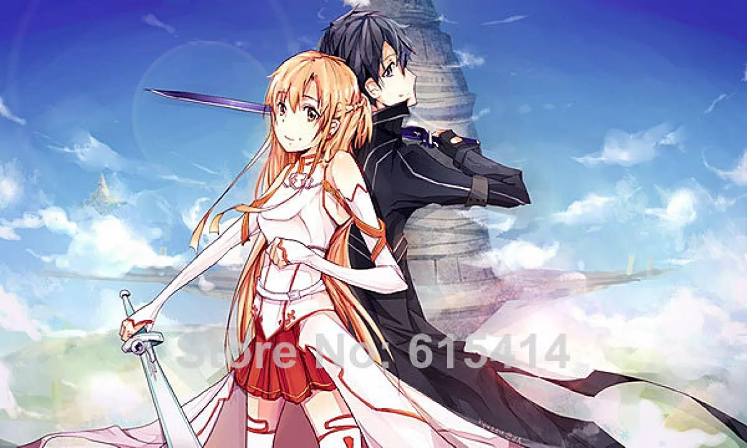 Sword Art Online Kirito Poster Print Wall Decor Anime Fan Art Large 24x16 inch