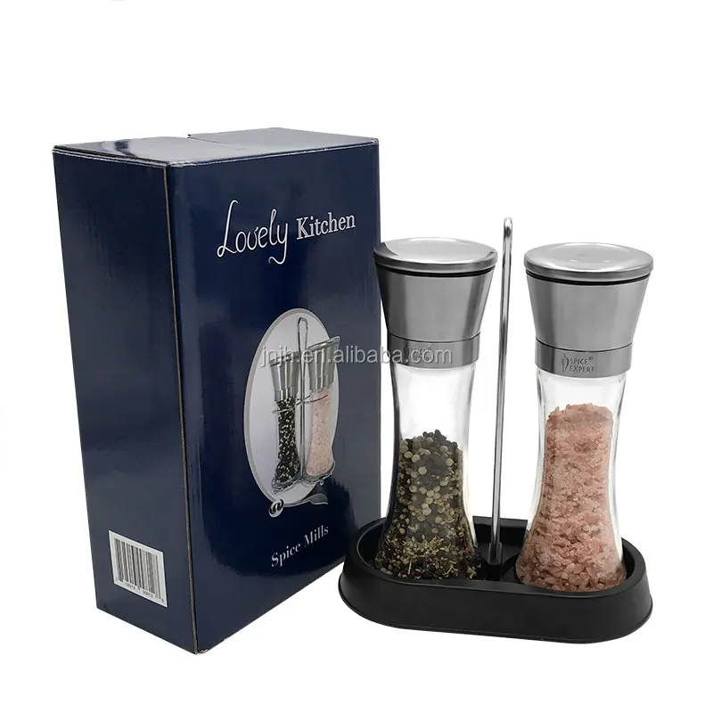 

Premium Stainless Steel Salt and Pepper Grinder Set of 2 - Adjustable Ceramic Sea Salt Grinder & Pepper Grinder
