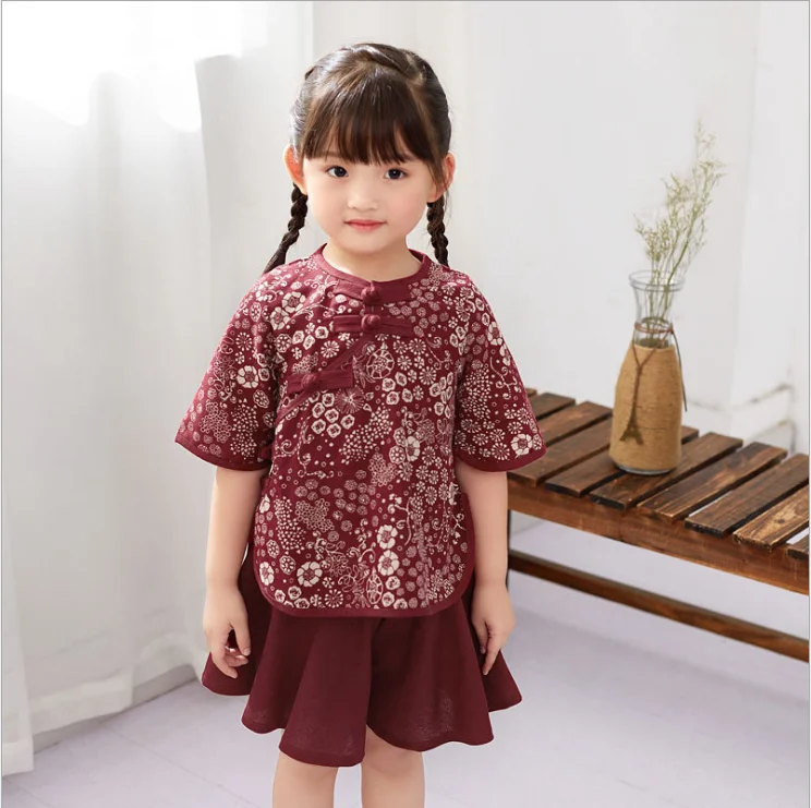 
children clothes cotton and crepe chinese traditional clothing costume cheongsam kids hanfu dress 
