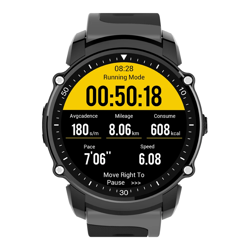 Touch Screen FS08 Smartwatch Sports Fitness With GPS Compass And Heart Rate Monitor