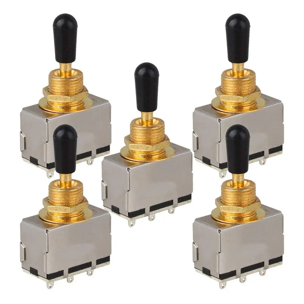 Black ON-ON-ON 3-way DPDT Mini Toggle Switch for Guitar//Bass EP-0080-003 1