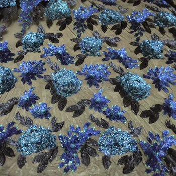 royal blue beaded lace fabric