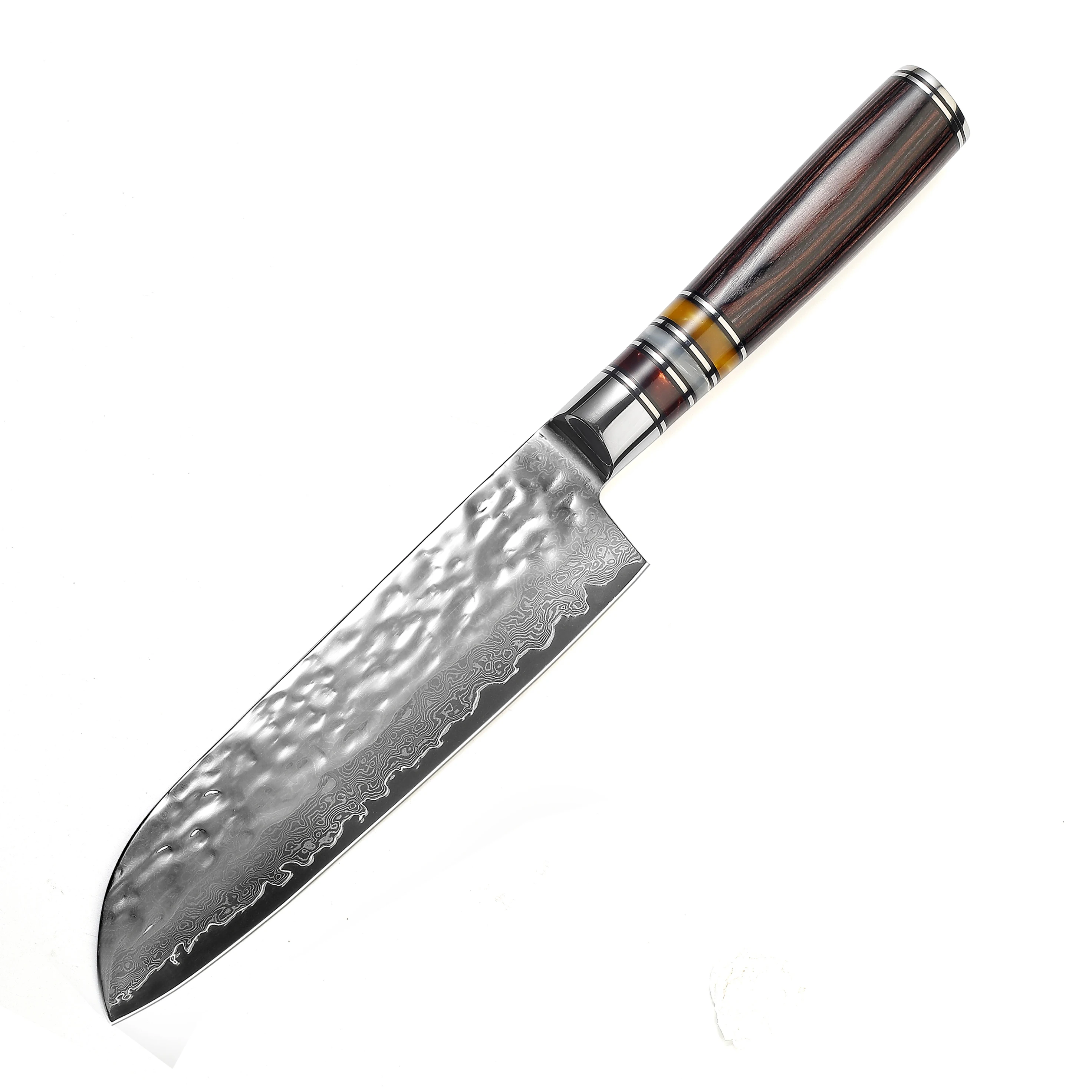 

Pakka wood handle 67 layer 7 inch damascus steel santoku knife