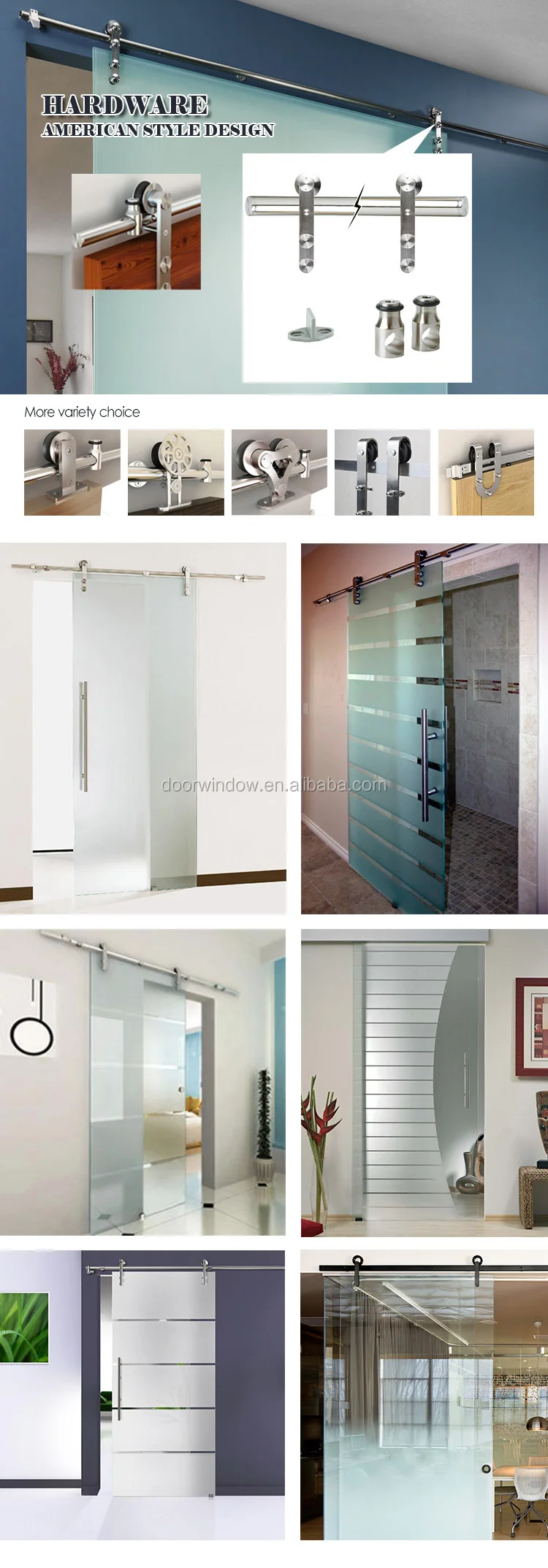 Expensive glass bathroom/room door waterproof designs photo sliding barn door with lifting wheel