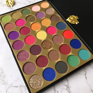 Wholesale OEM 2019 New private label 35 color glitter powder flash high pigment eyeshadow palete with low MOQ 2