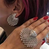 Kaimei 2018 amazon new best sellers luxury elegant exaggerated big wedding full diamond silver ear ring earrings jewelry set