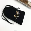 Custom black velvet bracelet packaging bag with copper gold