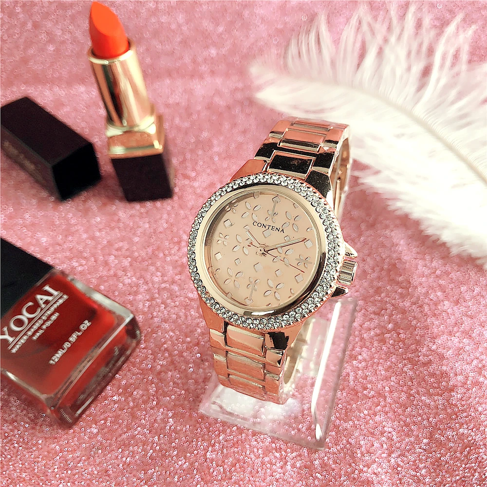 

2018 New Rose Fashionable Diamond Women's Watch, Silver rose gold