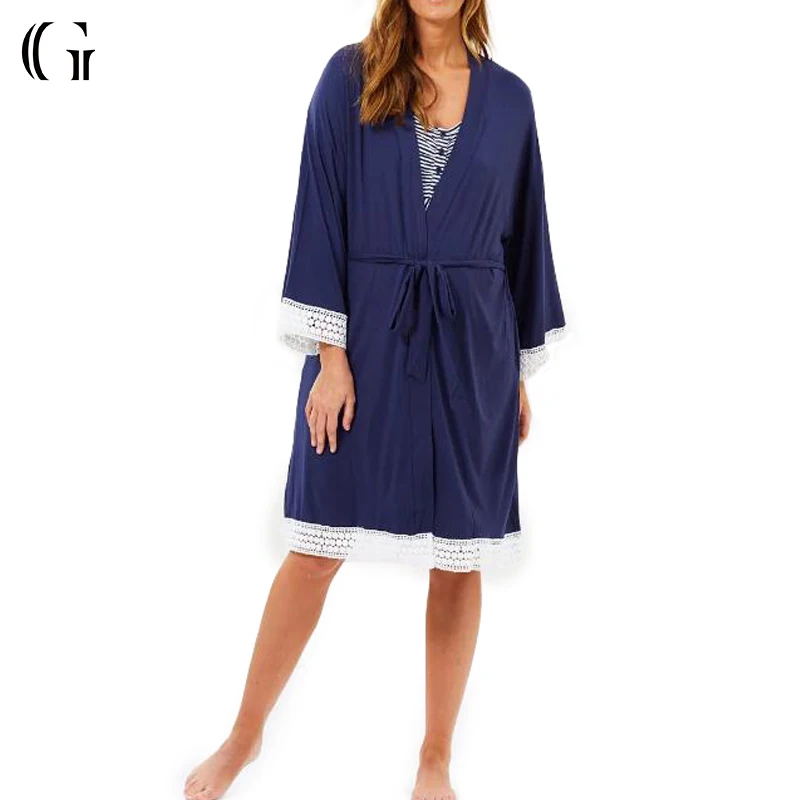 striped maternity robe