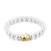 Fashion Gold Bear Charm Bracelet Jewellery Personalised Elastic Freshwater Pearl Bracelet