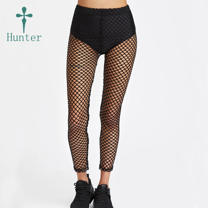 Latest Fashion Black Jogger Pants Custom Female Active Fishing Net Sportswear Yoga Leggings