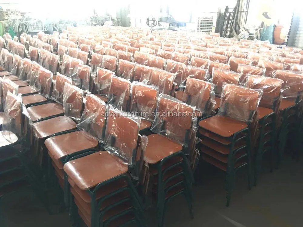Portable Stacking Stools In Metal Frame Wooden Student Chair Used Nursery School Furniture For