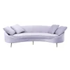 Golden Stainless Steel Legs Silver Grey Wedding Couch Living Room Modern Velvet Curved Sofa