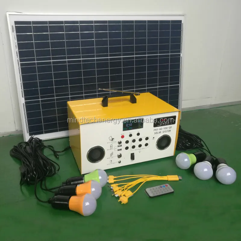 60W USB charging radio portable solar power energy system for homelight music