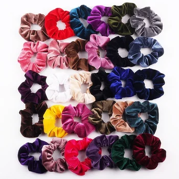 Hzm 18131 Large Velvet Scrunchies Hair Ties No Damage Super Soft