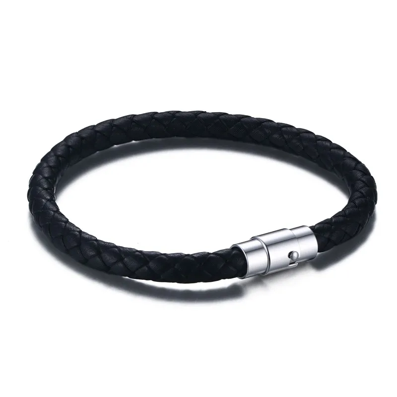 

Fashion stainless steel black mesh rope bracelet with silver magnetic clasp