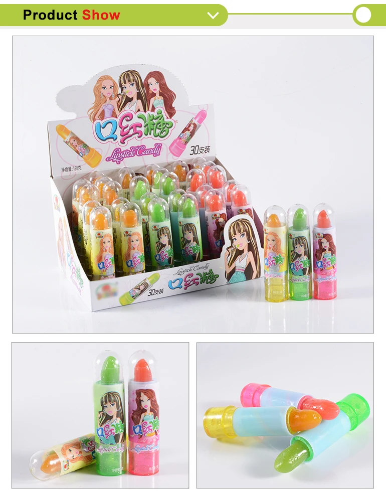 China Manufacturer Fruity Lipstick Lollipop Lolly Toy Candies Lipstick