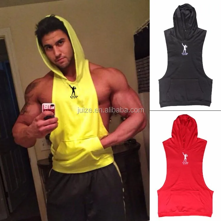 

High Quality Fashion Men Hoodie Stringer GYM Vest Hoodies, Black;blue;orange