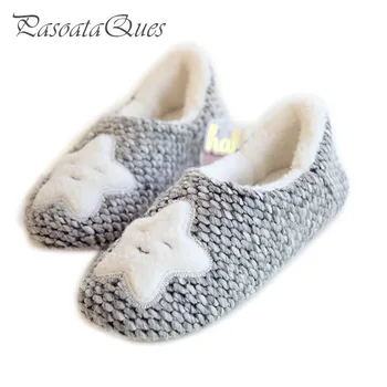 Star Pattern Winter Home Slippers Women House Shoes Female For Indoor Bedroom House Warm Cotton Shoes Adult Cute Flats 2016 New Buy High Quality