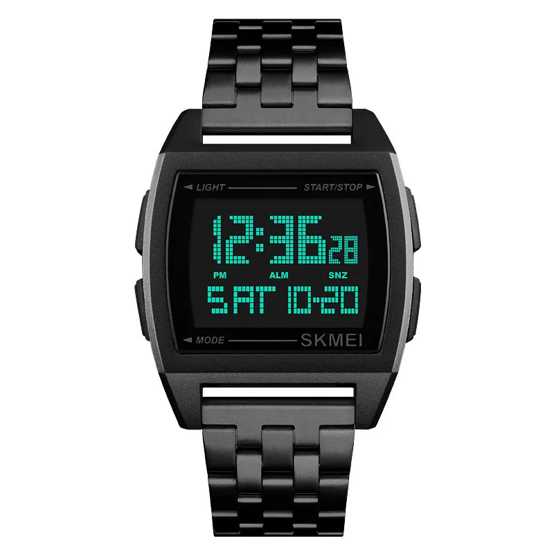 

SKMEI 1368 Stainless Steel Waterproof Led Digital Wrist Watch Relogio Masculino Saat, Gold,black
