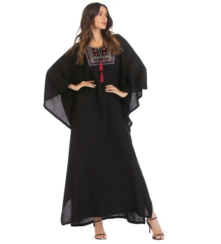 

arab kaftan bat sleeves loose black women thobe